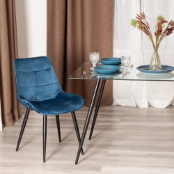 Стул ABRUZZO ( mod. 8060 ) металл/вельвет, 52 х 63 х 85 см, синий (HLR 63)/черный