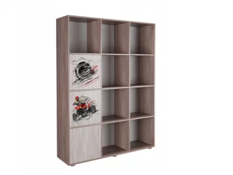 Стеллаж с фасадами ДМ 12 Ясень шимо темный/Оранжевый