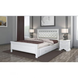 Кровать Грация 200х140 с выкатными ящиками Белый античный
