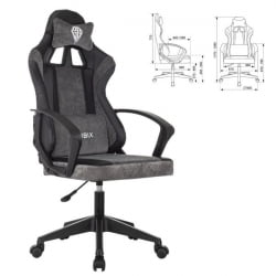 Кресло компьютерное BRABIX Forcer GM-127, 2 подушки, экокожа/велюр, черное/серое