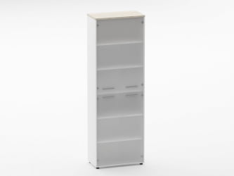 Шкаф 5 широкий закрытый, 4 стеклянные двери Дека 10.23.171 Дуб Сантана светлый/Белый / Deka