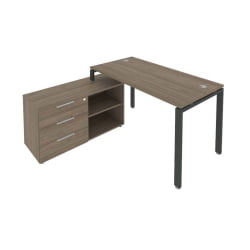 Рабочая станция на П-образном м/к с опорной тумбой левая Metal System Б.РС-СТС-2.3 Л Вяз/Антрацит