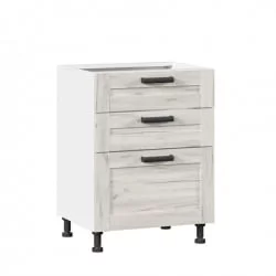 Тумба кухонная 600 с 3 ящиками ЛЮКС (4) Тип 1 Винченца ЛД 234.910.000.022 Белый Дуб Крафт белый