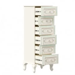 Комод высокий с 6 ящиками Луиза ЛД 665.085.000 Алебастр