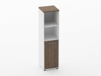 Шкаф 3 узкий 2 полки открытые, 2 полки закрытые Deka 10.16.11Л Дуб Верцаска/Белый