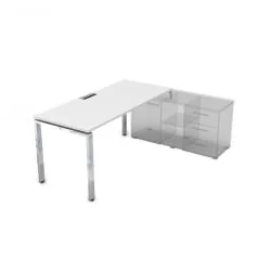 Стол рабочий, прямолинейный три опоры, правый GLOSS LINE НСТП-П.989 Белый Премиум