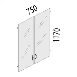 Двери стеклянные 3 секции Альфа 63.38
