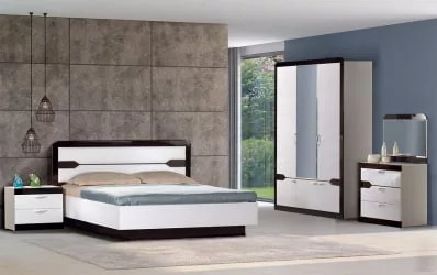 Спальня Ронда набор 1 Венге Белый глянец