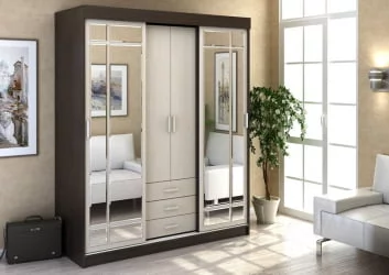 Шкаф-купе коричневый Лидер 1 Ясень шимо темный/ясень шимо светлый