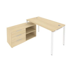 Рабочая станция на П-образном м/к с опорной тумбой левая Metal System Б.РС-СТС-2.3 Л Акация/Белый