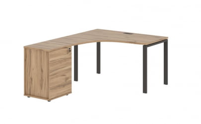Стол эргономичный с тумбой левый EDIS EUCET 1318 L Дуб Денвер светлый Мокко