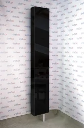 Шкаф в гостиную в черном глянцевом стекле Лупо Шелф (левый) Беленый дуб