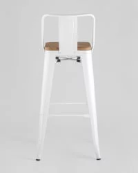 Стул барный Tolix Wood 75.5  со спинкой Белый