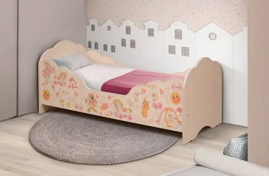 Кровать детская с фотопечатью Малышка №4 600*1400 Дуб млечный