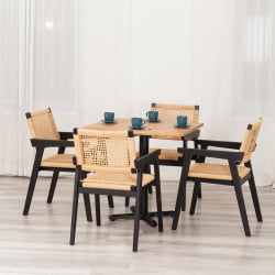 Стол VALHALLA дерево вяз/железная опора, 80х65х76 см, груша №3/черная опора