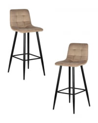 Стул барный DOBRIN NICOLE (черные матовые ножки, мокко велюр (108-104)) 2 шт