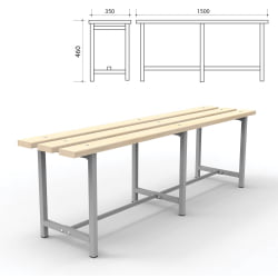 Скамья деревянная на металлокаркасе СТ 3 1500х350х460 мм