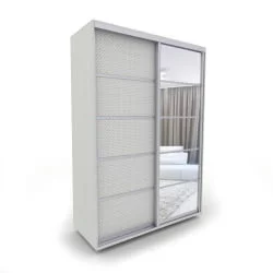 Шкаф-купе серый Акцент-Квадро КВ 1400х600 Выбеленное дерево