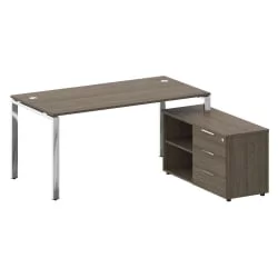 Стол рабочий руководителя с опорной тумбой левый МЕТАЛ СЙСТЕМ ДИРЕCТ БГ.СРТ-4.8 Пр Вяз Благородный / METAL SYSTEM DIRECT