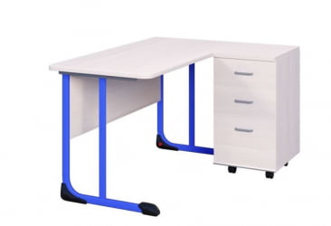 Стол учителя с тумбой 1350х650 Голубой/Серый