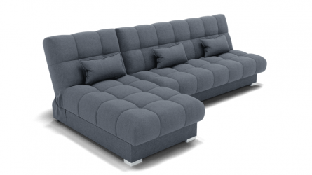 Диван Фиеста-2 угол левый/правый (ЗР) Цвет фасада: Серый; Тип: Левый/правый; Материал фасада: Металл/Велюр