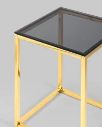 Стол квадратный ТАУН 40x40 Золото (стекло smoke)