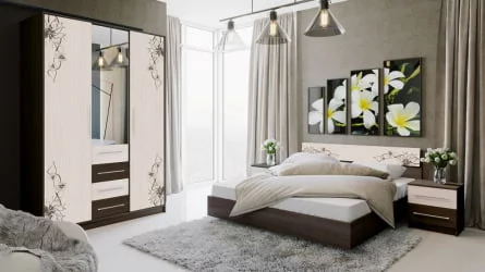 Спальный гарнитур Мишель №2 Венге Цаво/Дуб Белфорт с рисунком