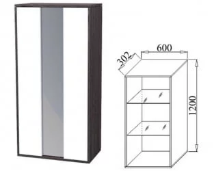 Шкаф навесной со стеклом Куб К04 Белый софт Дуб ирландский