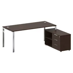 Стол рабочий руководителя с опорной тумбой левый METAL SYSTEM DIRECT БГ.СРТ-5.8 Пр Венге Цаво