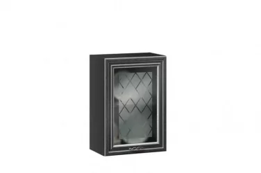 Шкаф кухонный 500 со стеклом Италия ЛД 275.347.000 Черный Дуб темный