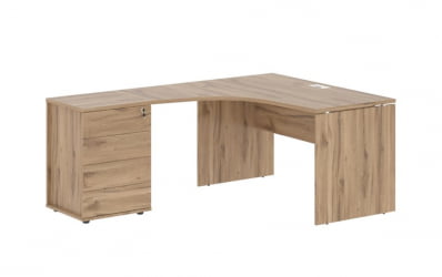 Стол эргономичный с тумбой левый ЕДИС ЕДCЕТ 1318 Л Дуб Денвер светлый Белый / EDIS EDCET L