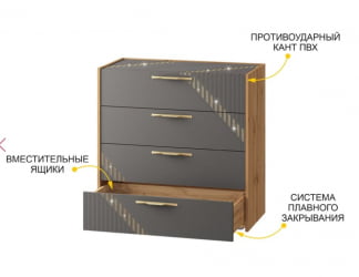 Комод Монако 902.18 Дуб Вотан Оникс Графит