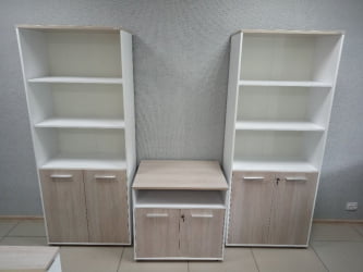 Шкаф 4 широкий верх открытый, низ закрытый Deka 10.19.111 Дуб Сантана светлый/Белый