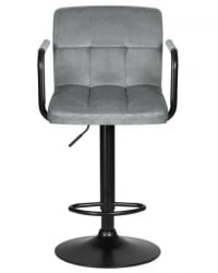 Стул барный ДОБРИН КРУГЕР АРМ БЛАCК (серый велюр (МДЖ9-75)) 2 шт / DOBRIN KRUGER ARM BLACK (MJ9-75))