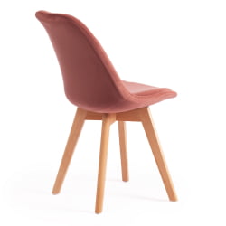 Стул TULIP SOFT (mod. 74) вельвет/дерево , 54 х 47 х 83 см , коралловый (HLR 44)/натуральный