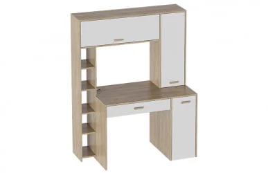 Парта школьная с полкой Калгари СК Дуб натуральный светлый/белый матовый