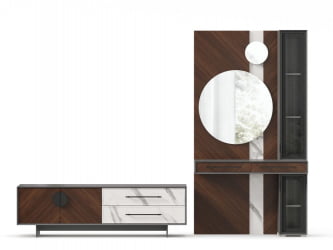 Набор мебели для гостиной Вилена №7 Серый/Орех/Монте белый