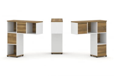 Надставка на стол низкая двухсторонняя + задняя стенка (5 шт.) CONCEPT CN.DNN-001 Сандал Янтарный Белый бриллиант Черный металл