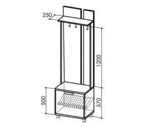Вешалка с обувницей Модуль 1 Ясень шимо темн/ясень шимо св