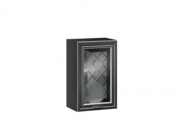 Шкаф кухонный 450 со стеклом Италия ЛД 275.337.000 Черный Дуб темный
