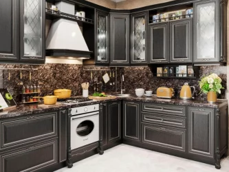 Тумба кухонная 500 с 2 ящиками ЛЮКС (4) Италия ЛД 275.896.000 Черный Дуб темный