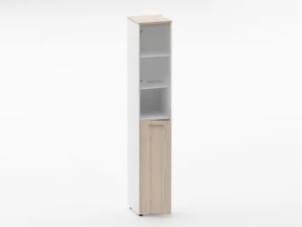 Шкаф 5 узкий верх стеклянная дверь, низ закрытый, с нишей Deka 10.23.20Л Туя/Белый