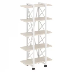 Стеллаж на колесных опорах - 5 полок LOFT VR.L-MST.K-5.4V Металл белый Денвер светлый