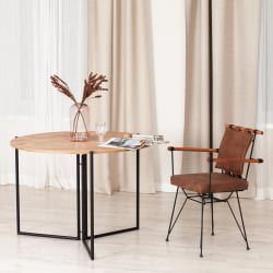 Раскладной стол YOOP (mod. 1212) ЛДСП+меламин/металл, 100 x 100 x 72 см, сосна/черный