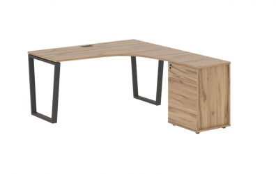Стол эргономичный с тумбой правый EDIS EVCET 1518 R Дуб Денвер светлый Мокко