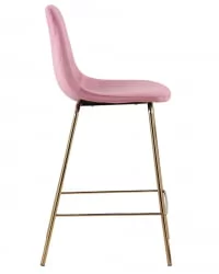 Стул полубарный Валенсия велюр Розовый золотые ножки