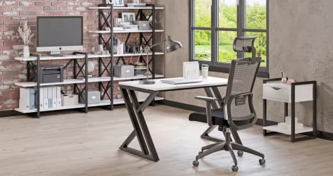 Стеллаж на колесных опорах - 5 полок LOFT VR.L-MST.K-5.4V Металл черный Белый Бриллиант