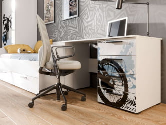 Комплект мебели для детской Мотокросс №3 Серый шелк с фотопечатью