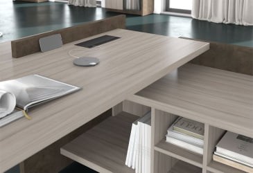 Стол руководителя правый WOOD&STONE СФ-531212 Дрифтвуд Бетон Чикаго темный