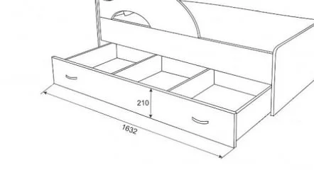 Ящик для кровати 160 РАДУГА Дуб млечный / Голубой
